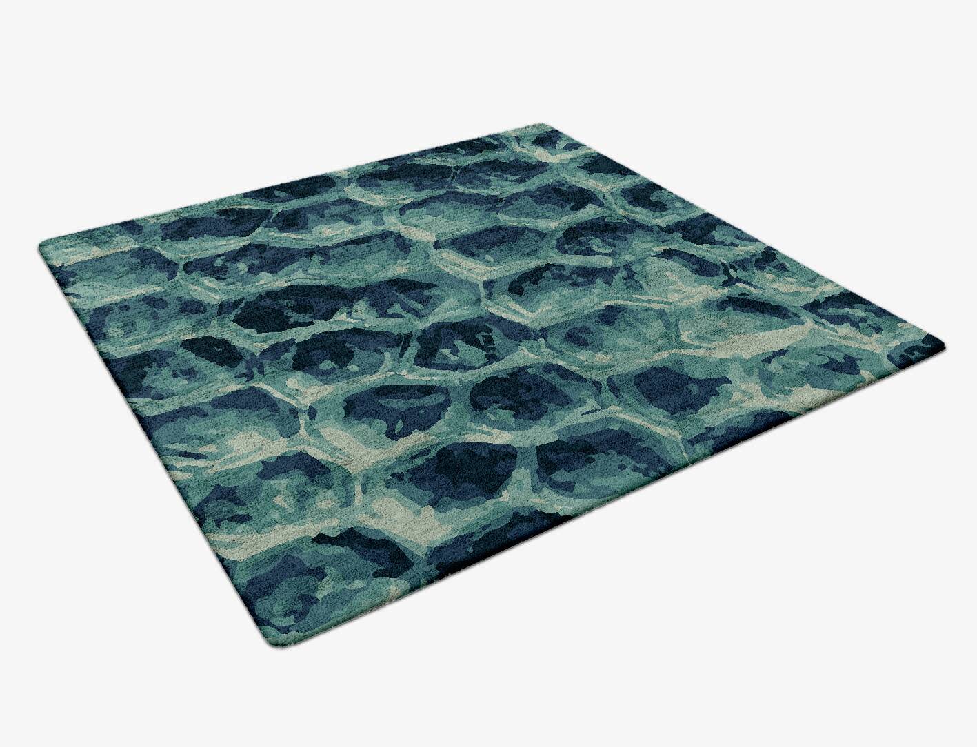 Fish Scales Animal Prints Square Hand Tufted Bamboo Silk Custom Rug by Rug Artisan
