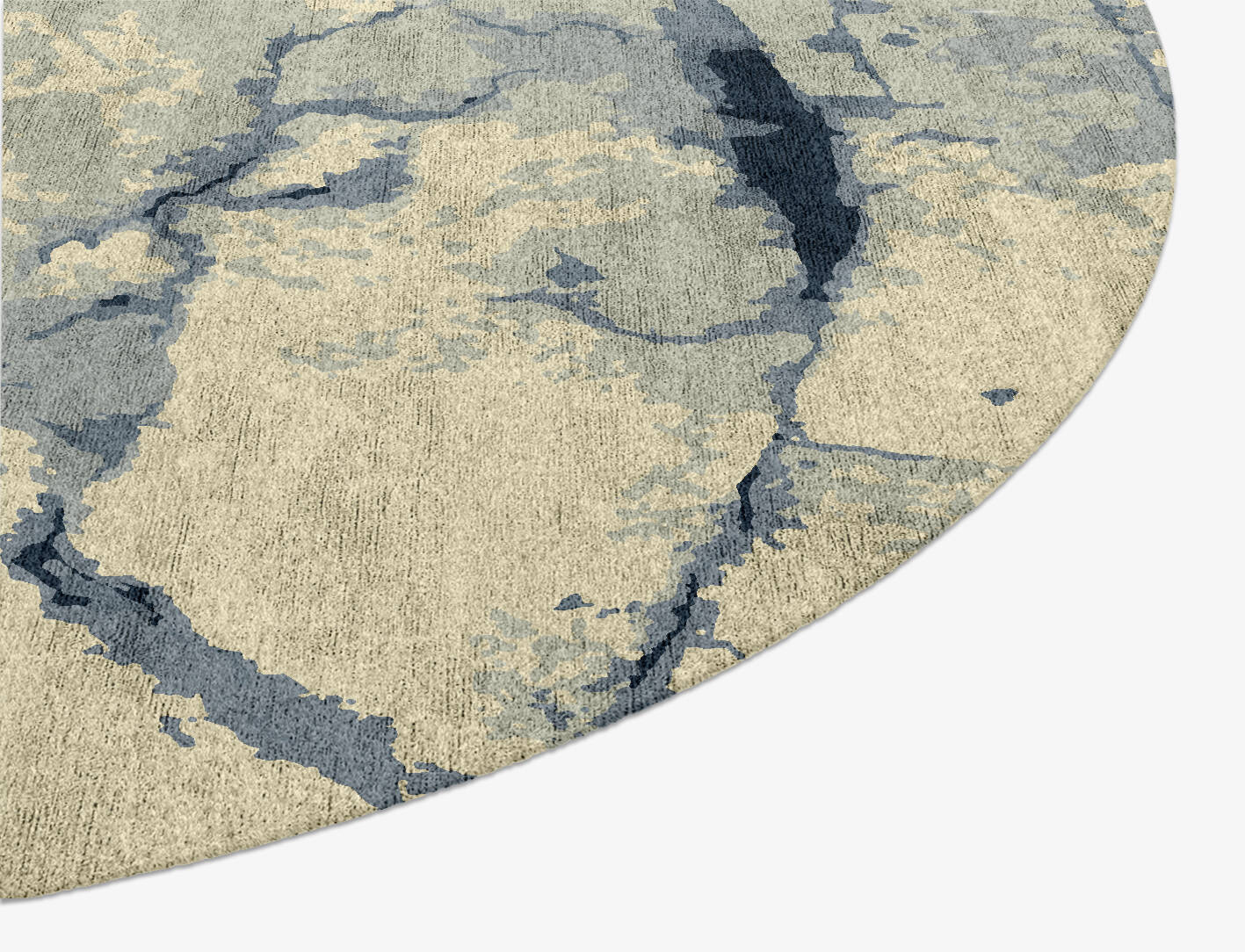 Fissure Surface Art Oval Hand Knotted Bamboo Silk Custom Rug by Rug Artisan