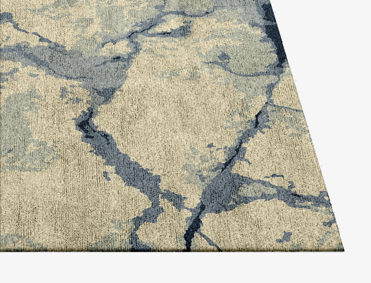 Fissure Surface Art Square Hand Knotted Bamboo Silk Custom Rug by Rug Artisan