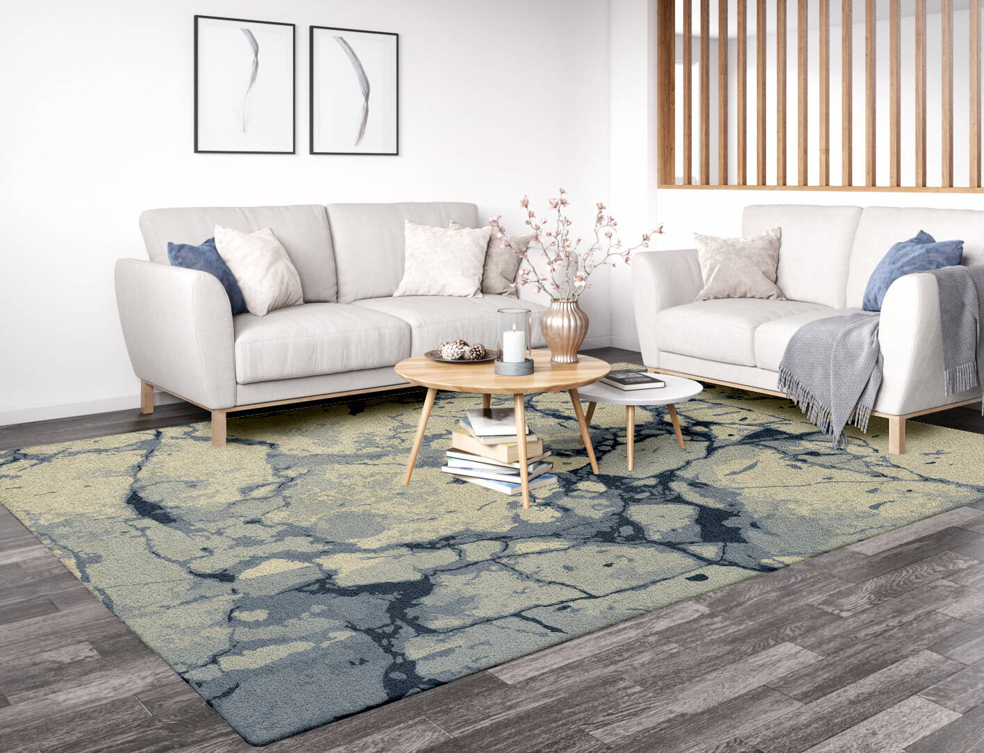 Fissure Surface Art Rectangle Hand Tufted Pure Wool Custom Rug by Rug Artisan