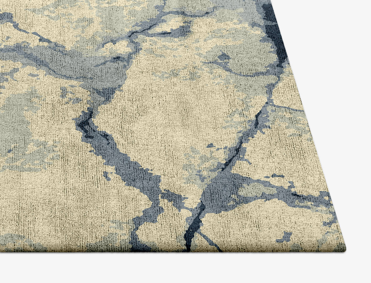 Fissure Surface Art Square Hand Tufted Bamboo Silk Custom Rug by Rug Artisan
