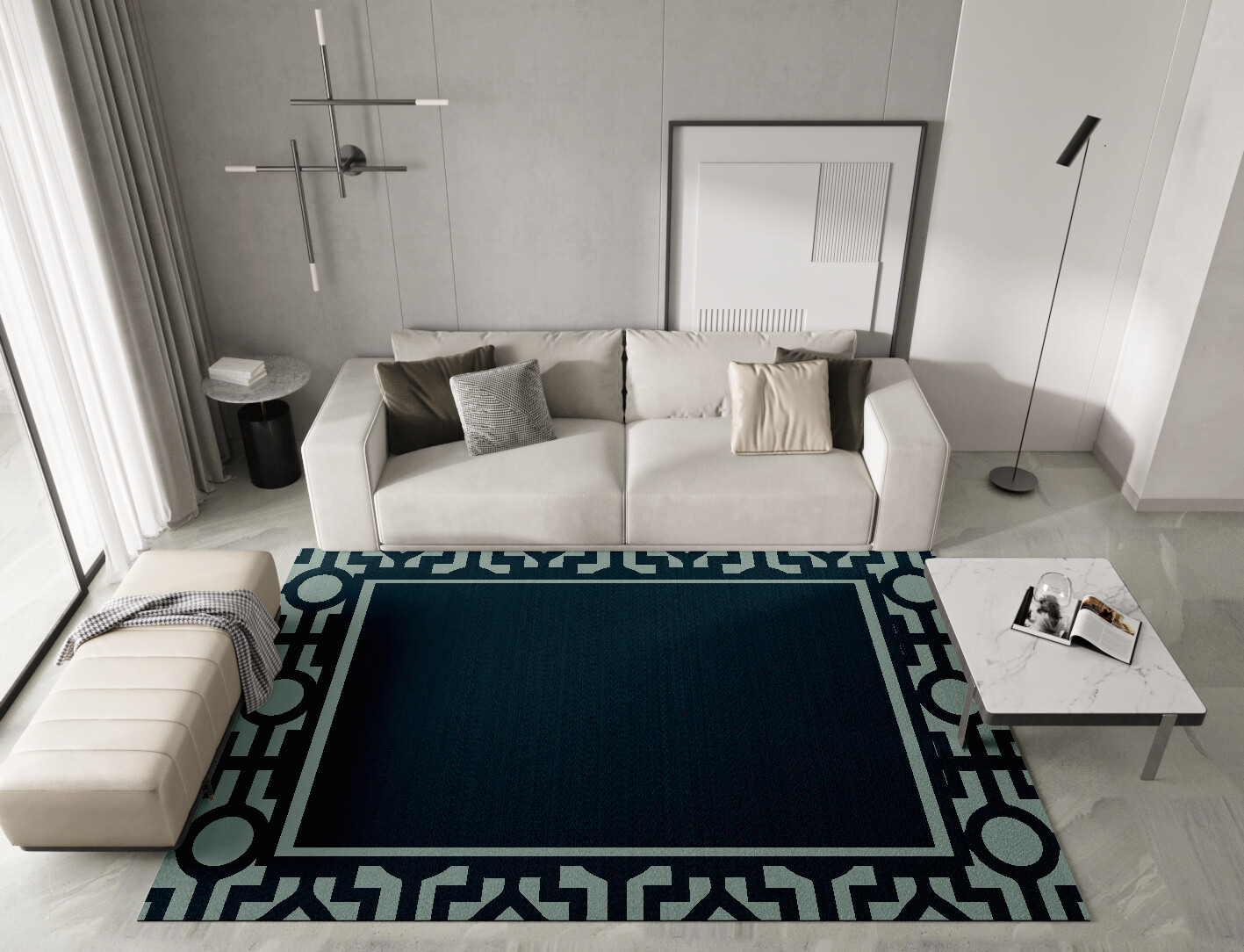 Flakey Geometric Rectangle Hand Knotted Tibetan Wool Custom Rug by Rug Artisan