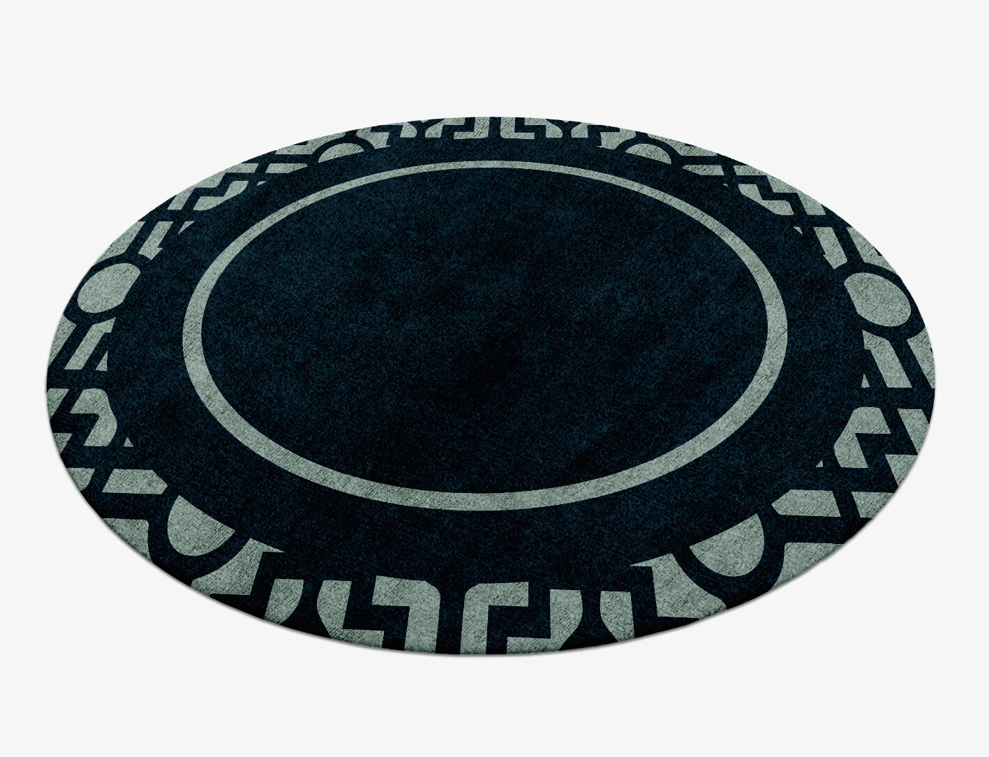 Flakey Geometric Round Hand Knotted Bamboo Silk Custom Rug by Rug Artisan