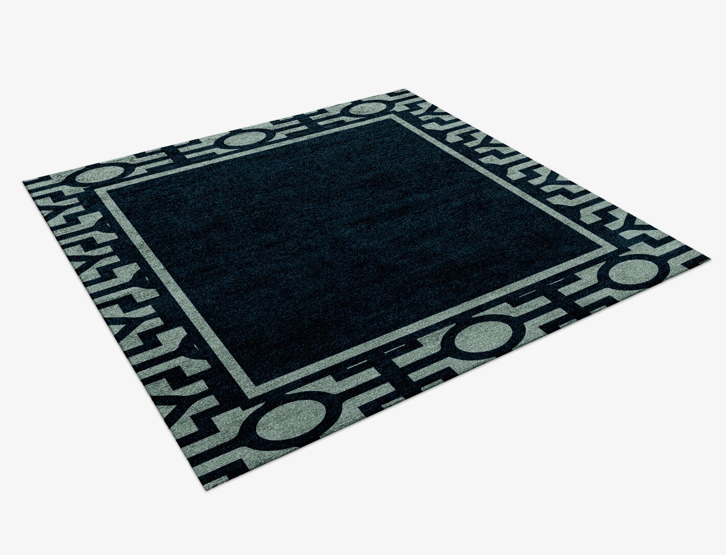 Flakey Geometric Square Hand Knotted Bamboo Silk Custom Rug by Rug Artisan
