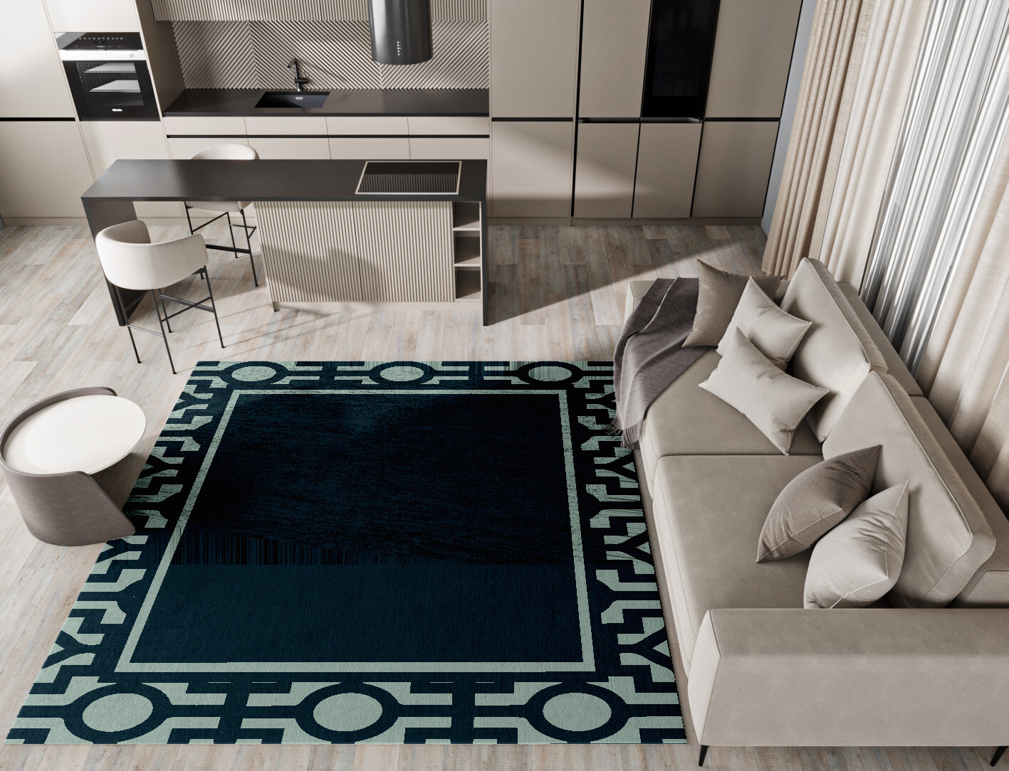 Flakey Geometric Square Hand Knotted Bamboo Silk Custom Rug by Rug Artisan