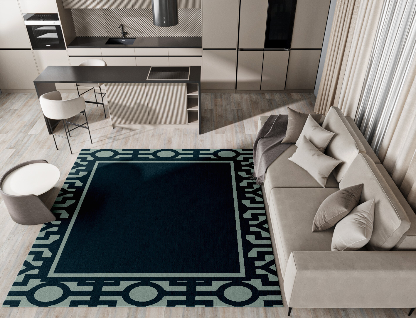 Flakey Geometric Square Hand Knotted Tibetan Wool Custom Rug by Rug Artisan