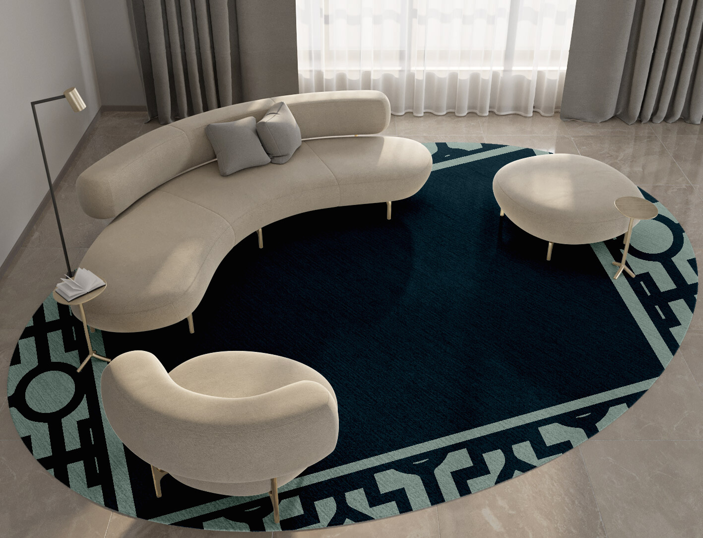 Flakey Geometric Oval Hand Tufted Pure Wool Custom Rug by Rug Artisan