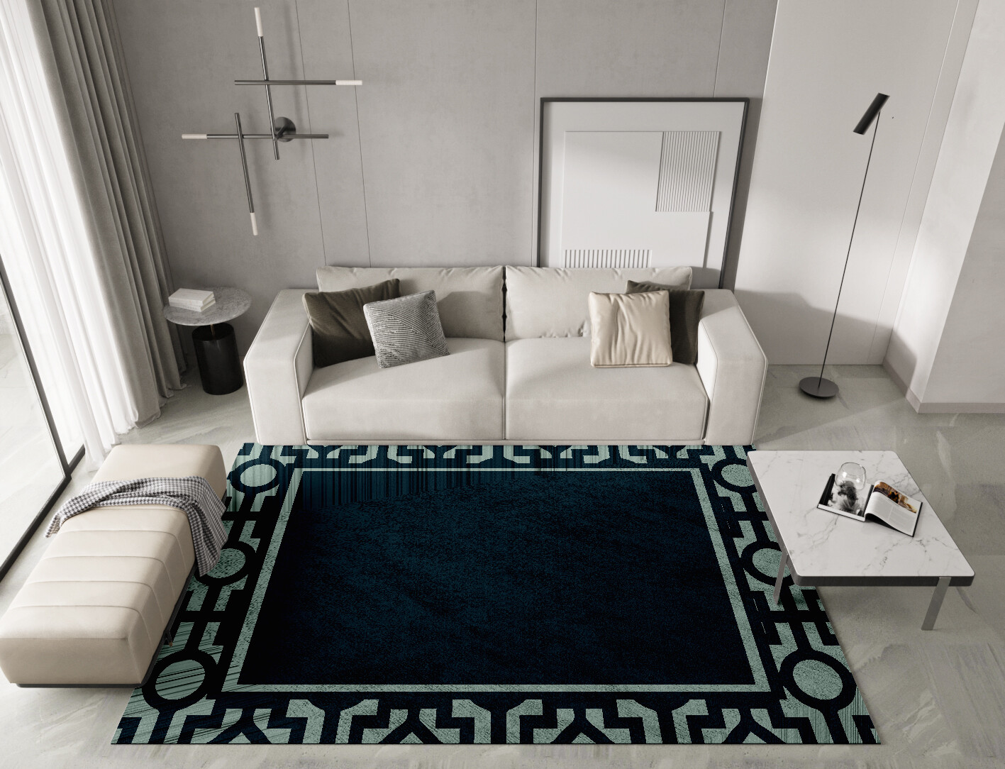 Flakey Geometric Rectangle Hand Tufted Bamboo Silk Custom Rug by Rug Artisan
