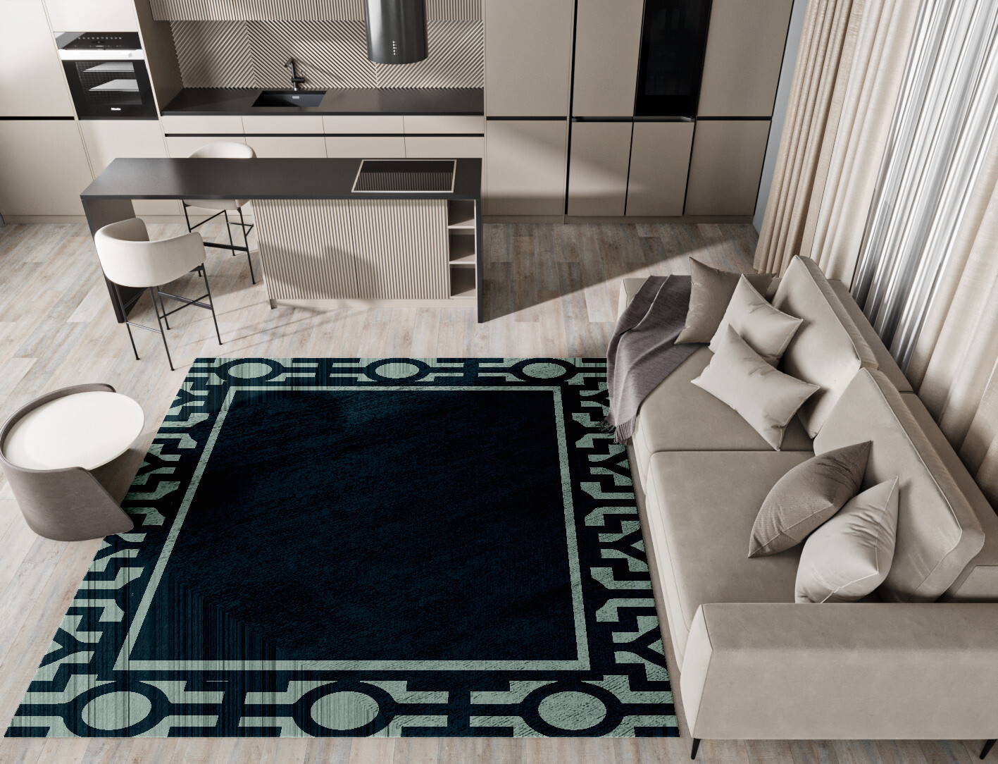 Flakey Geometric Square Hand Tufted Bamboo Silk Custom Rug by Rug Artisan