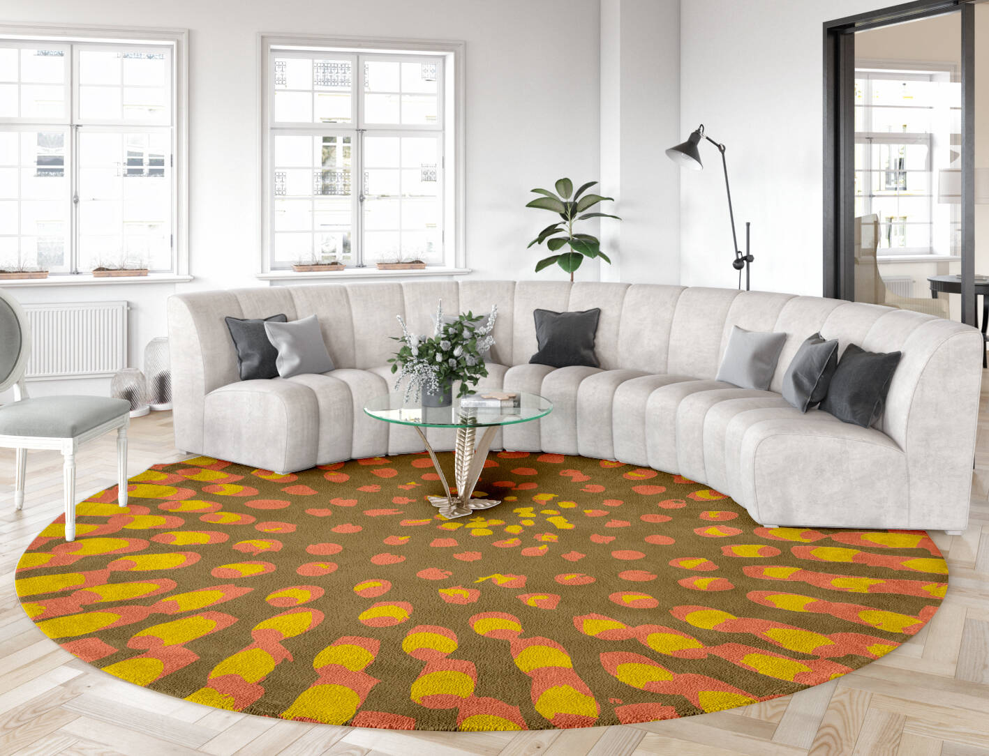 Flame Abstract Round Hand Tufted Pure Wool Custom Rug by Rug Artisan