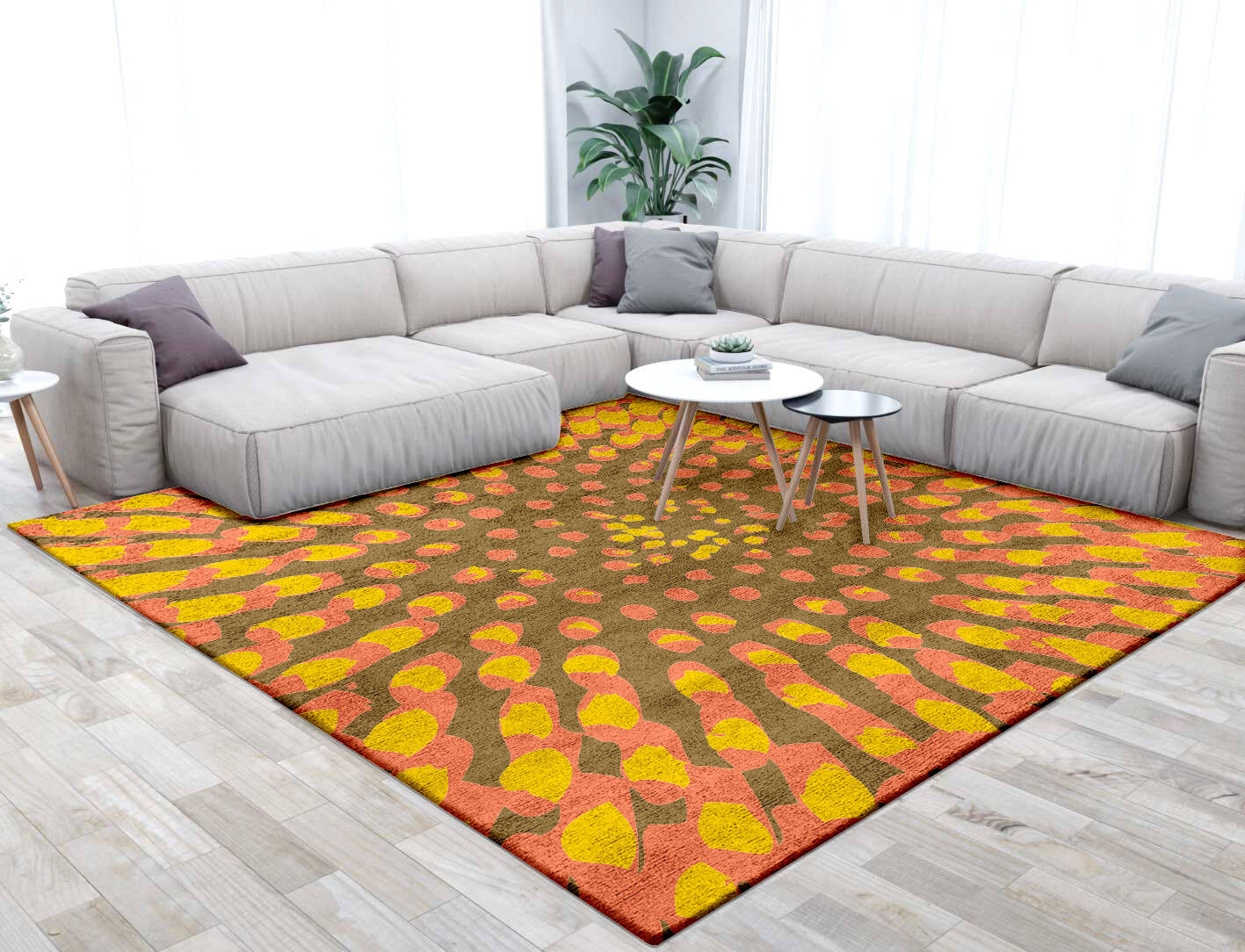 Flame Abstract Square Hand Tufted Bamboo Silk Custom Rug by Rug Artisan