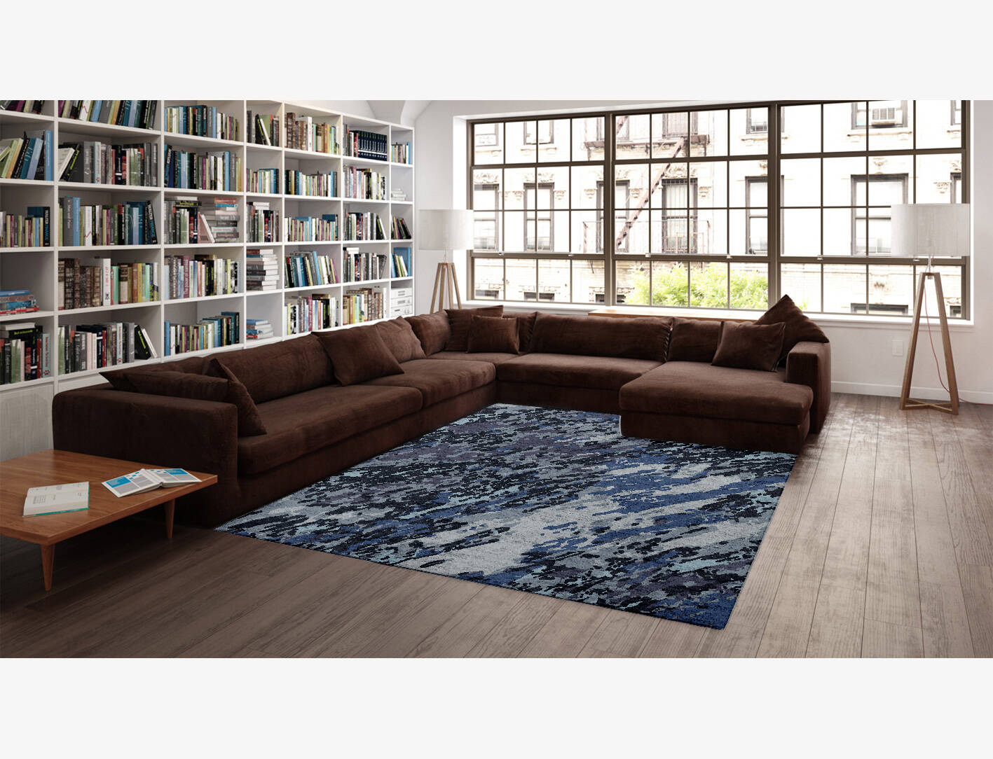 Flat Wash Brush Strokes Rectangle Hand Knotted Bamboo Silk Custom Rug by Rug Artisan