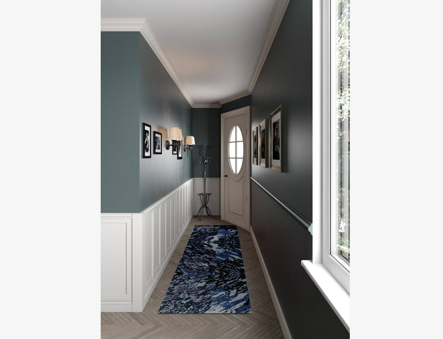 Flat Wash Brush Strokes Runner Hand Knotted Bamboo Silk Custom Rug by Rug Artisan
