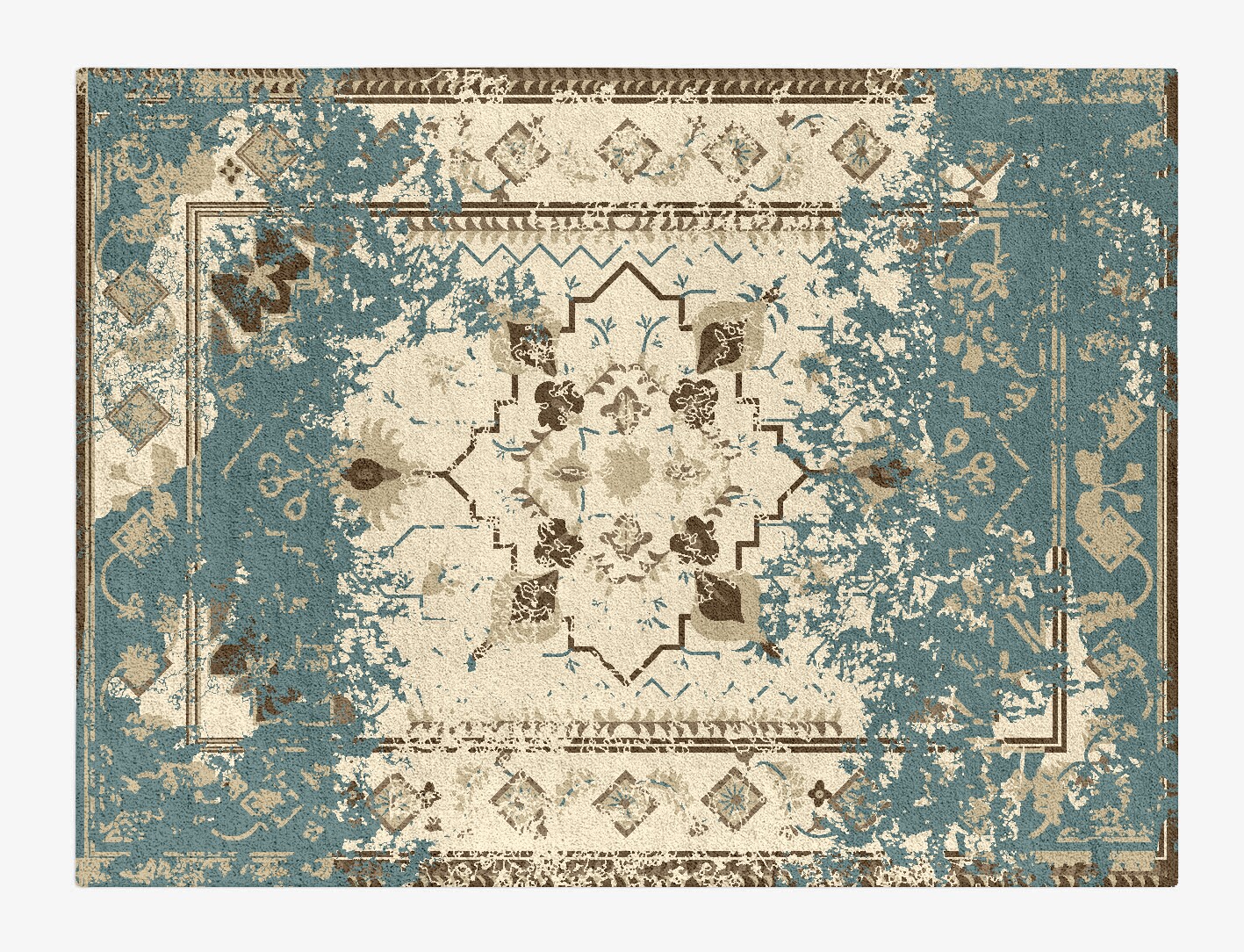 Flat Yazd Persian Bagh Rectangle Hand Tufted Pure Wool Custom Rug by Rug Artisan