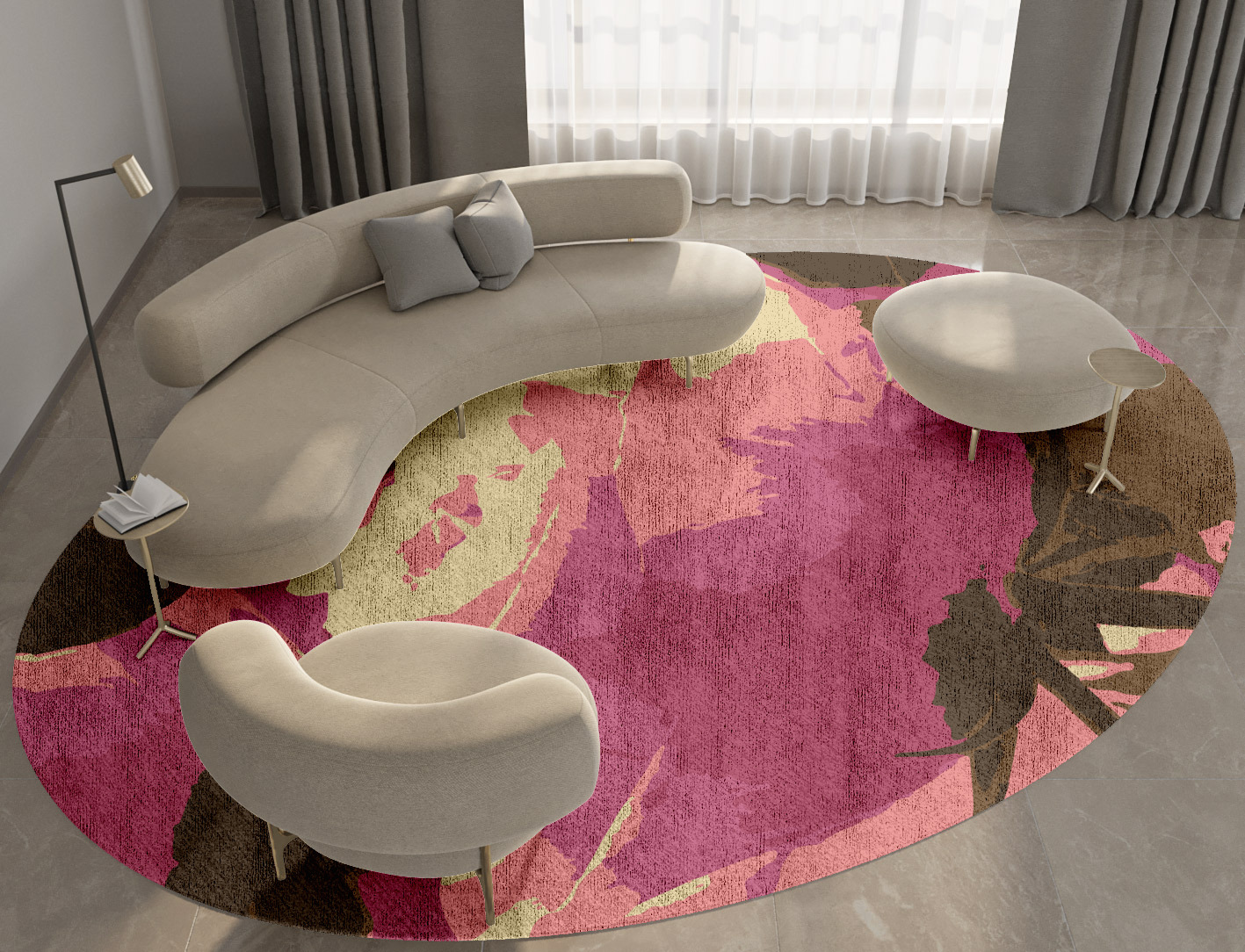 Flaxen Floral Oval Hand Knotted Bamboo Silk Custom Rug by Rug Artisan
