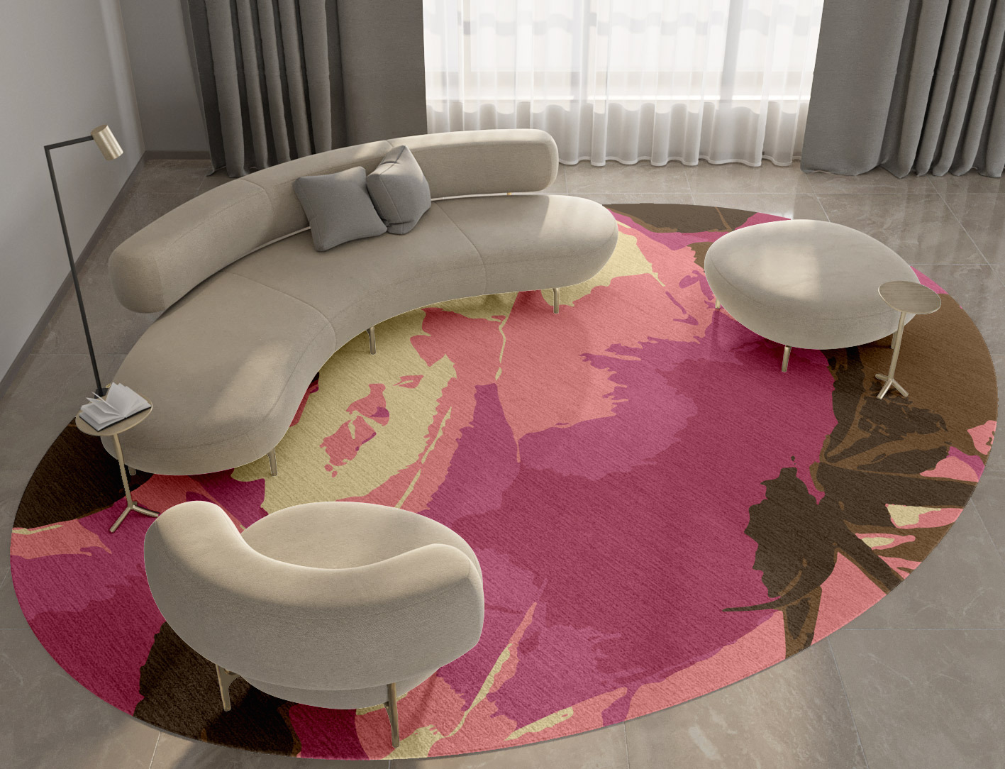 Flaxen Floral Oval Hand Knotted Tibetan Wool Custom Rug by Rug Artisan