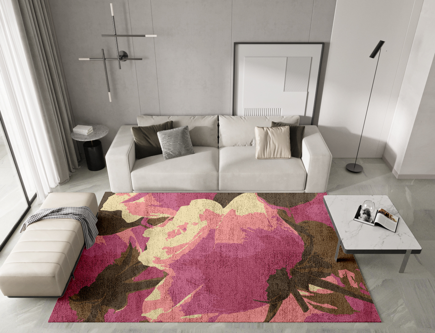 Flaxen Floral Rectangle Hand Knotted Bamboo Silk Custom Rug by Rug Artisan