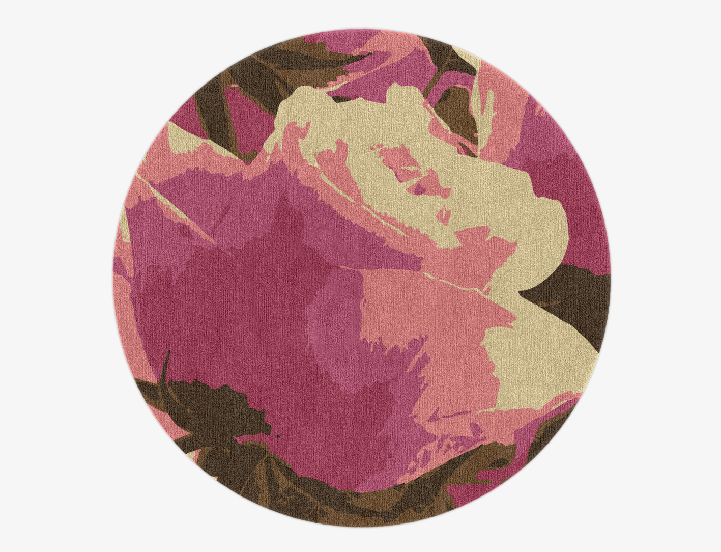 Flaxen Floral Round Hand Knotted Tibetan Wool Custom Rug by Rug Artisan