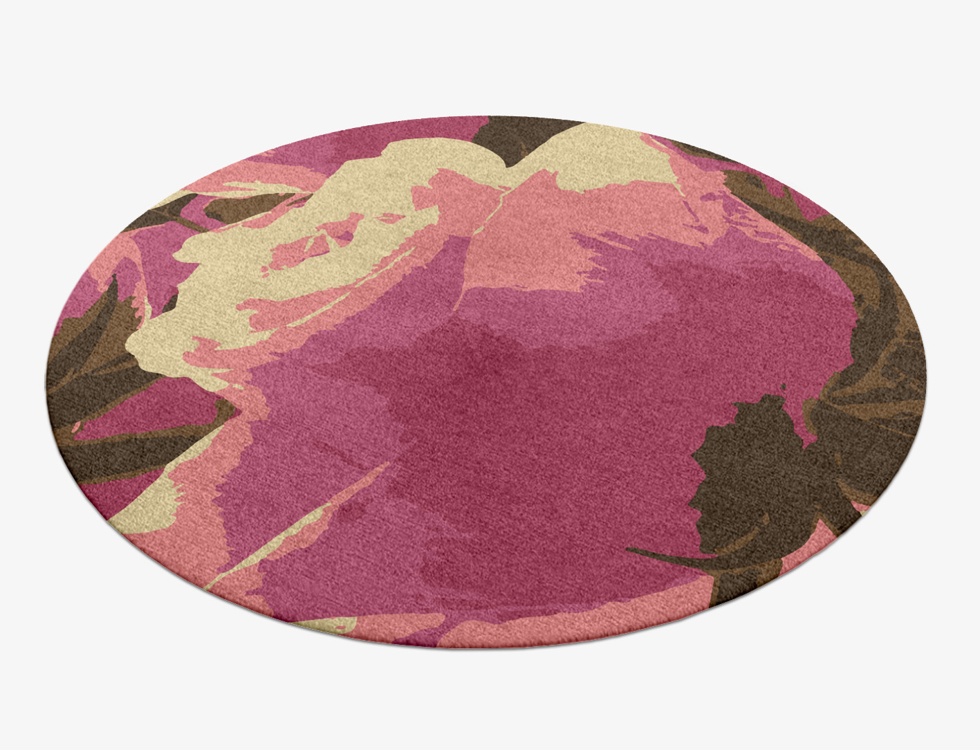 Flaxen Floral Round Hand Knotted Tibetan Wool Custom Rug by Rug Artisan