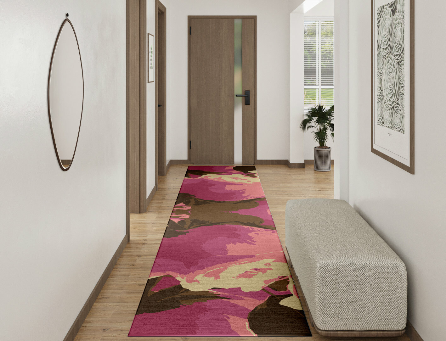 Flaxen Floral Runner Hand Knotted Tibetan Wool Custom Rug by Rug Artisan