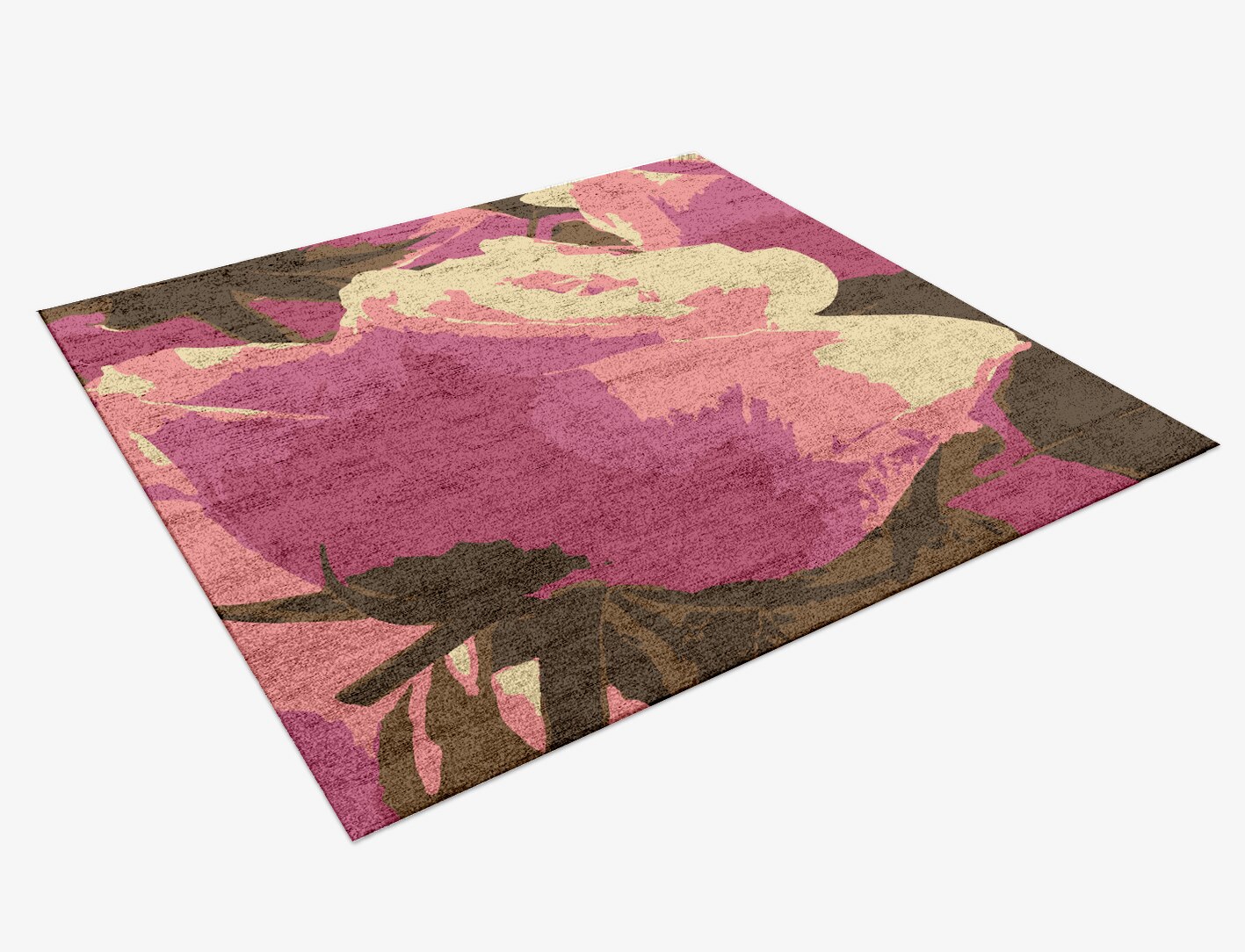 Flaxen Floral Square Hand Knotted Bamboo Silk Custom Rug by Rug Artisan