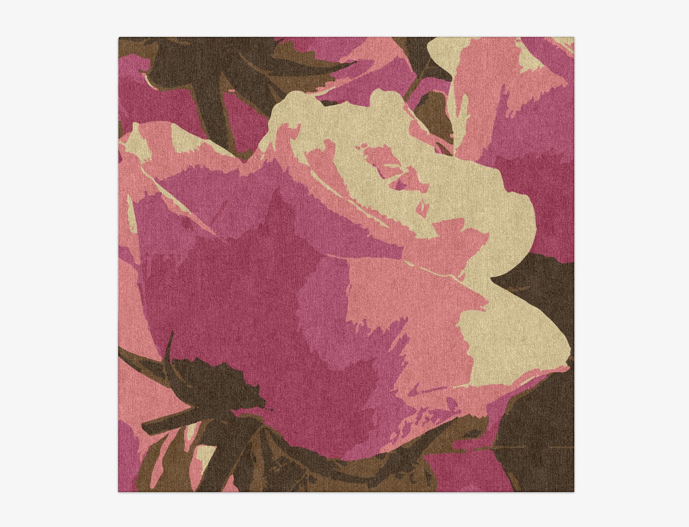 Flaxen Floral Square Hand Knotted Tibetan Wool Custom Rug by Rug Artisan
