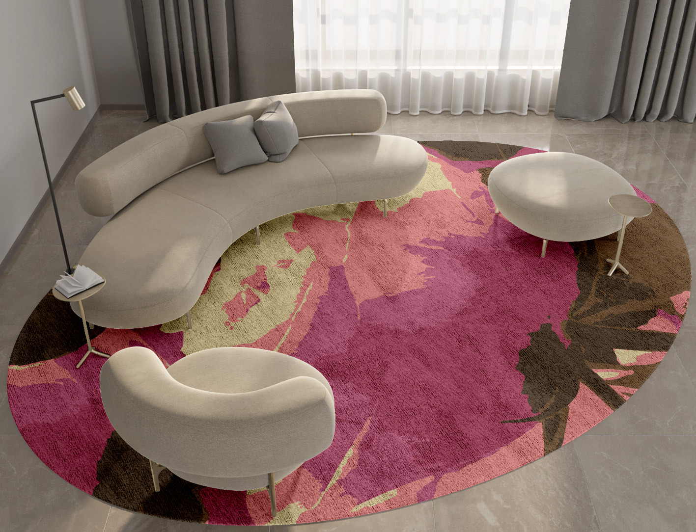 Flaxen Floral Oval Hand Tufted Bamboo Silk Custom Rug by Rug Artisan