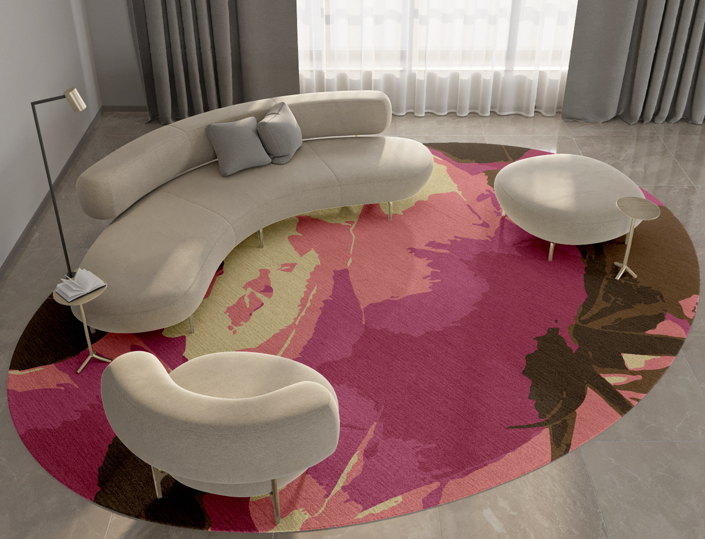 Flaxen Floral Oval Hand Tufted Pure Wool Custom Rug by Rug Artisan