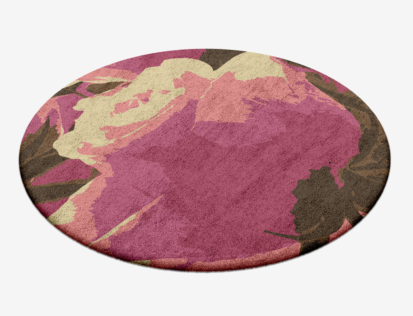 Flaxen Floral Round Hand Tufted Bamboo Silk Custom Rug by Rug Artisan