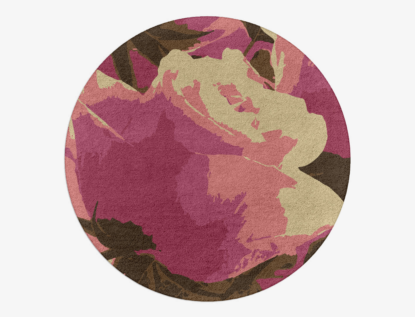 Flaxen Floral Round Hand Tufted Pure Wool Custom Rug by Rug Artisan