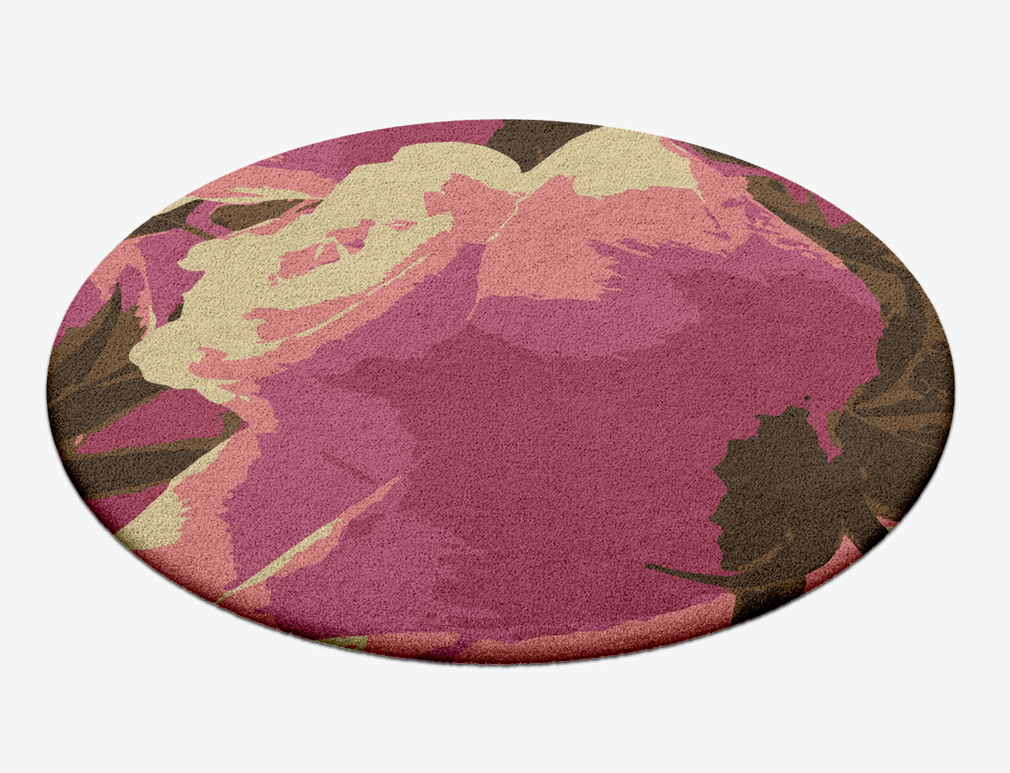 Flaxen Floral Round Hand Tufted Pure Wool Custom Rug by Rug Artisan