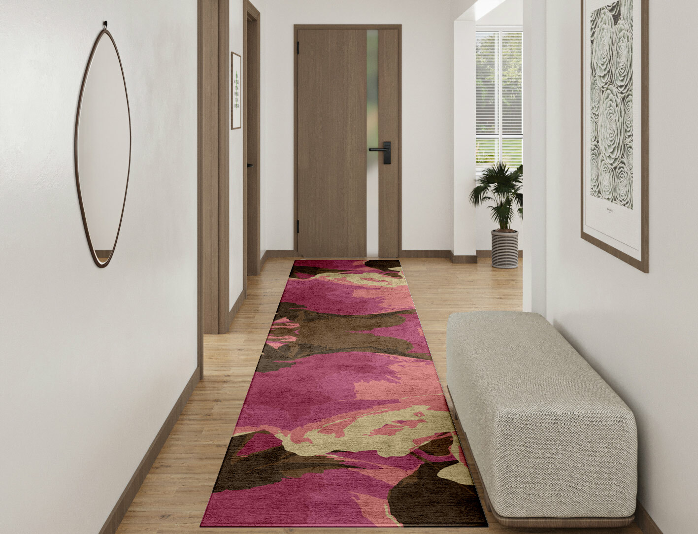 Flaxen Floral Runner Hand Tufted Bamboo Silk Custom Rug by Rug Artisan