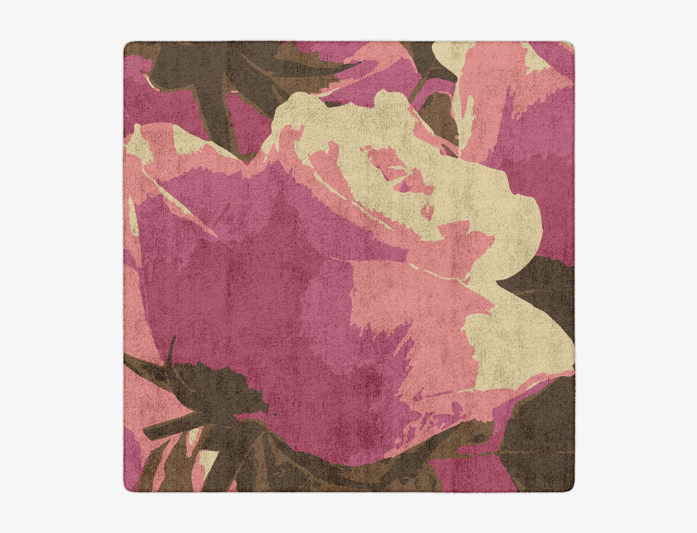 Flaxen Floral Square Hand Tufted Bamboo Silk Custom Rug by Rug Artisan