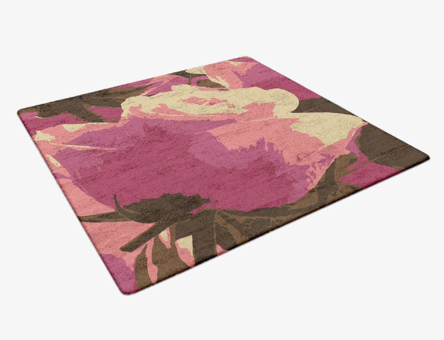 Flaxen Floral Square Hand Tufted Bamboo Silk Custom Rug by Rug Artisan