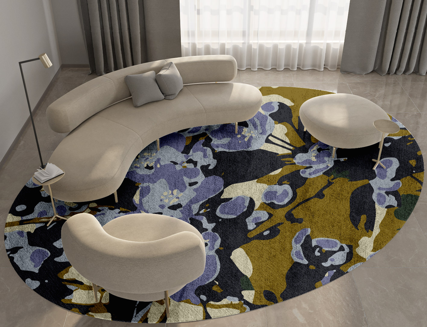 Flora Floral Oval Hand Knotted Bamboo Silk Custom Rug by Rug Artisan