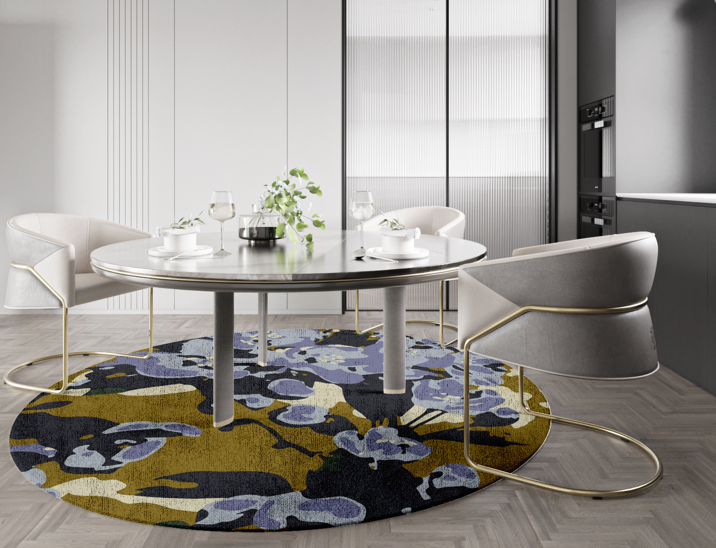 Flora Floral Round Hand Knotted Bamboo Silk Custom Rug by Rug Artisan