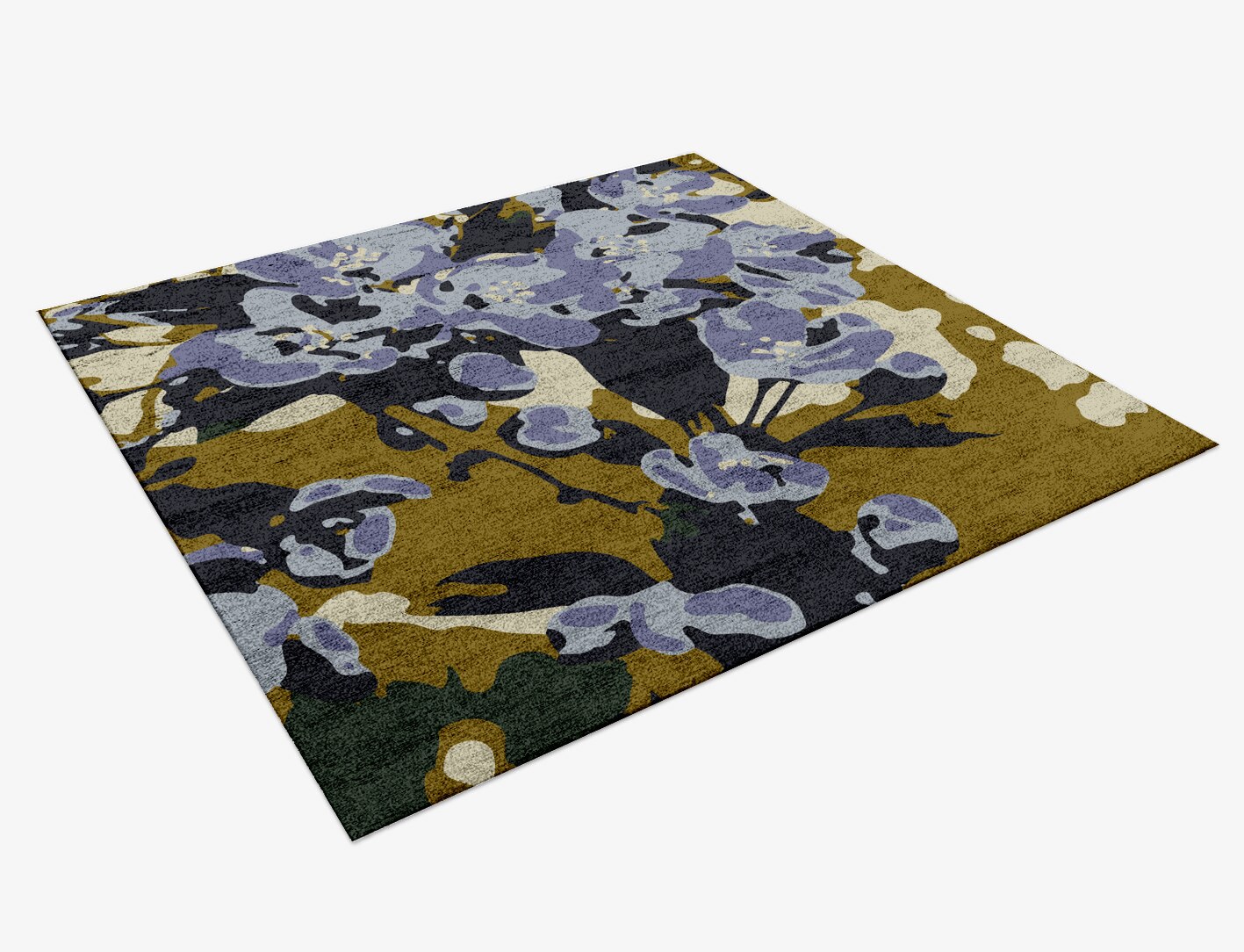 Flora Floral Square Hand Knotted Bamboo Silk Custom Rug by Rug Artisan