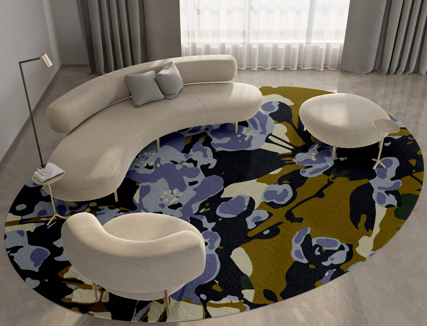 Flora Floral Oval Hand Tufted Pure Wool Custom Rug by Rug Artisan