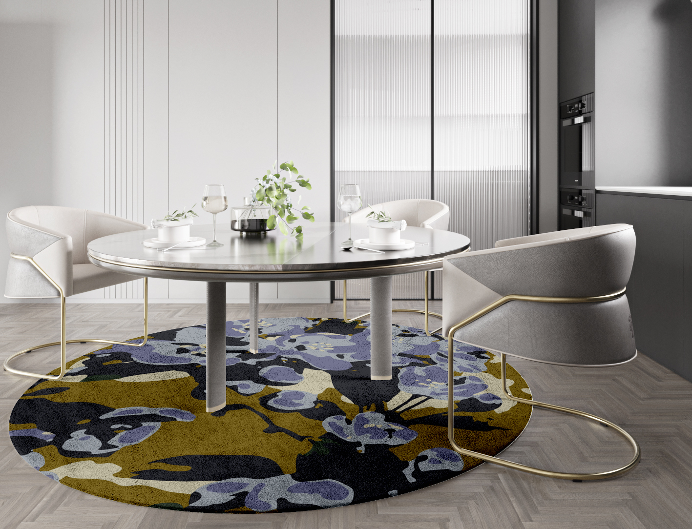 Flora Floral Round Hand Tufted Bamboo Silk Custom Rug by Rug Artisan