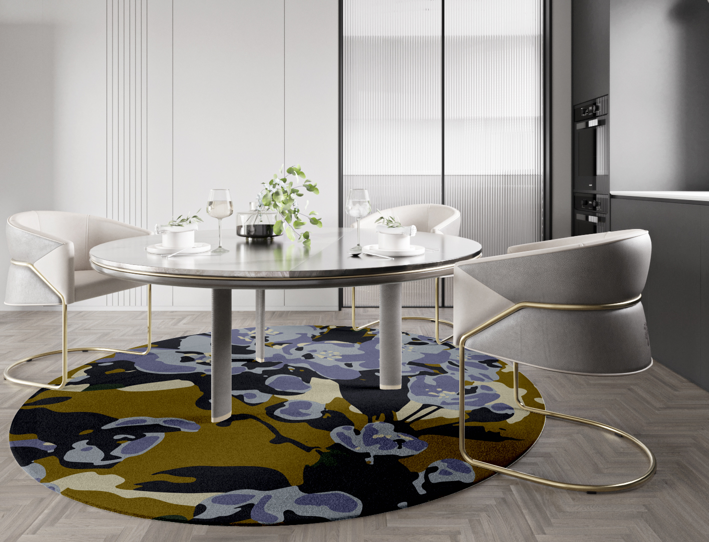Flora Floral Round Hand Tufted Pure Wool Custom Rug by Rug Artisan