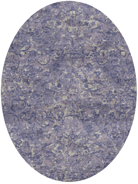 Floral Fragments Vintage Oval Hand Knotted Bamboo Silk Custom Rug by Rug Artisan