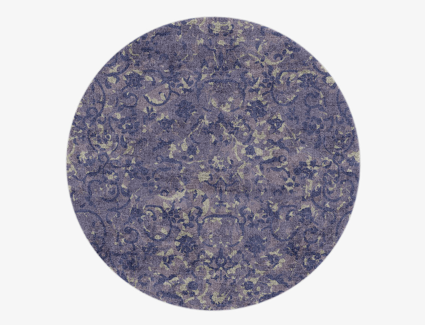 Floral Fragments Vintage Round Hand Knotted Bamboo Silk Custom Rug by Rug Artisan