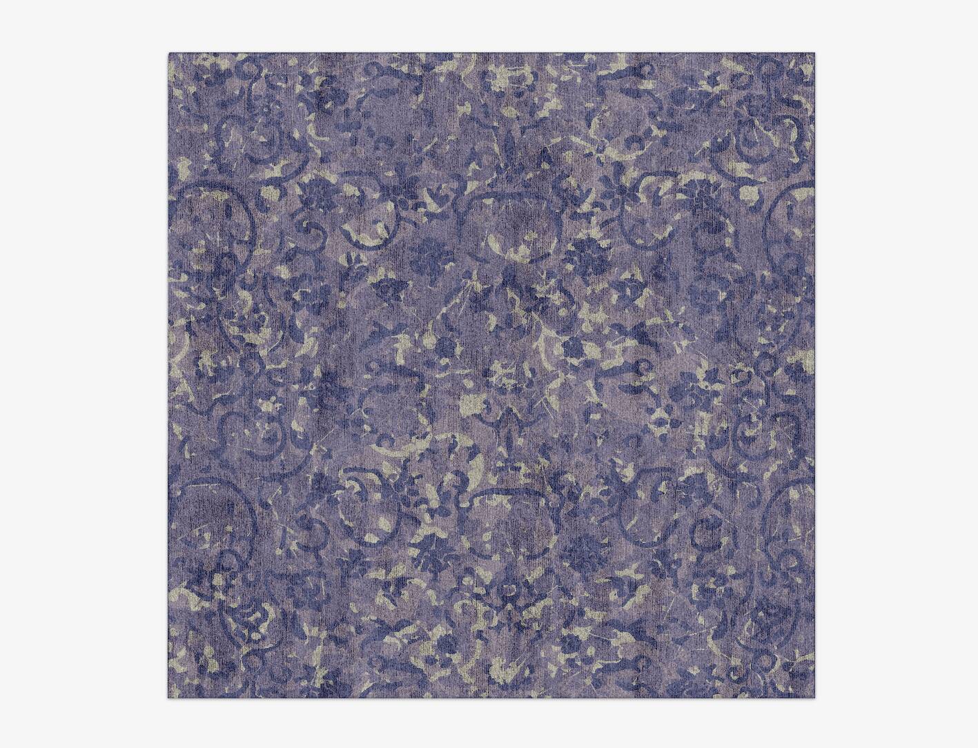 Floral Fragments Vintage Square Hand Knotted Bamboo Silk Custom Rug by Rug Artisan