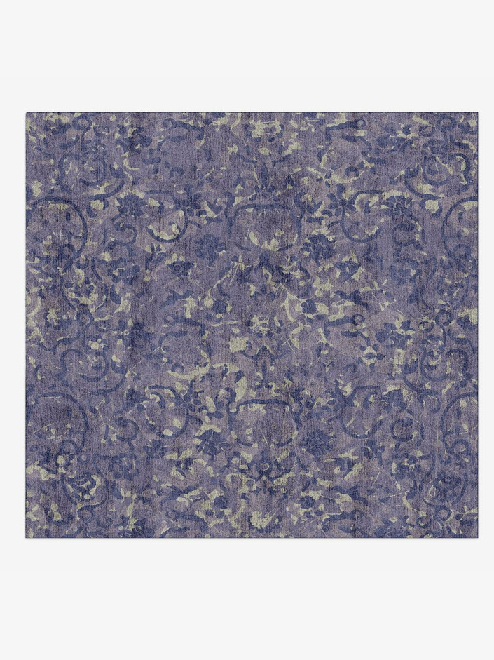 Floral Fragments Vintage Square Hand Knotted Bamboo Silk Custom Rug by Rug Artisan