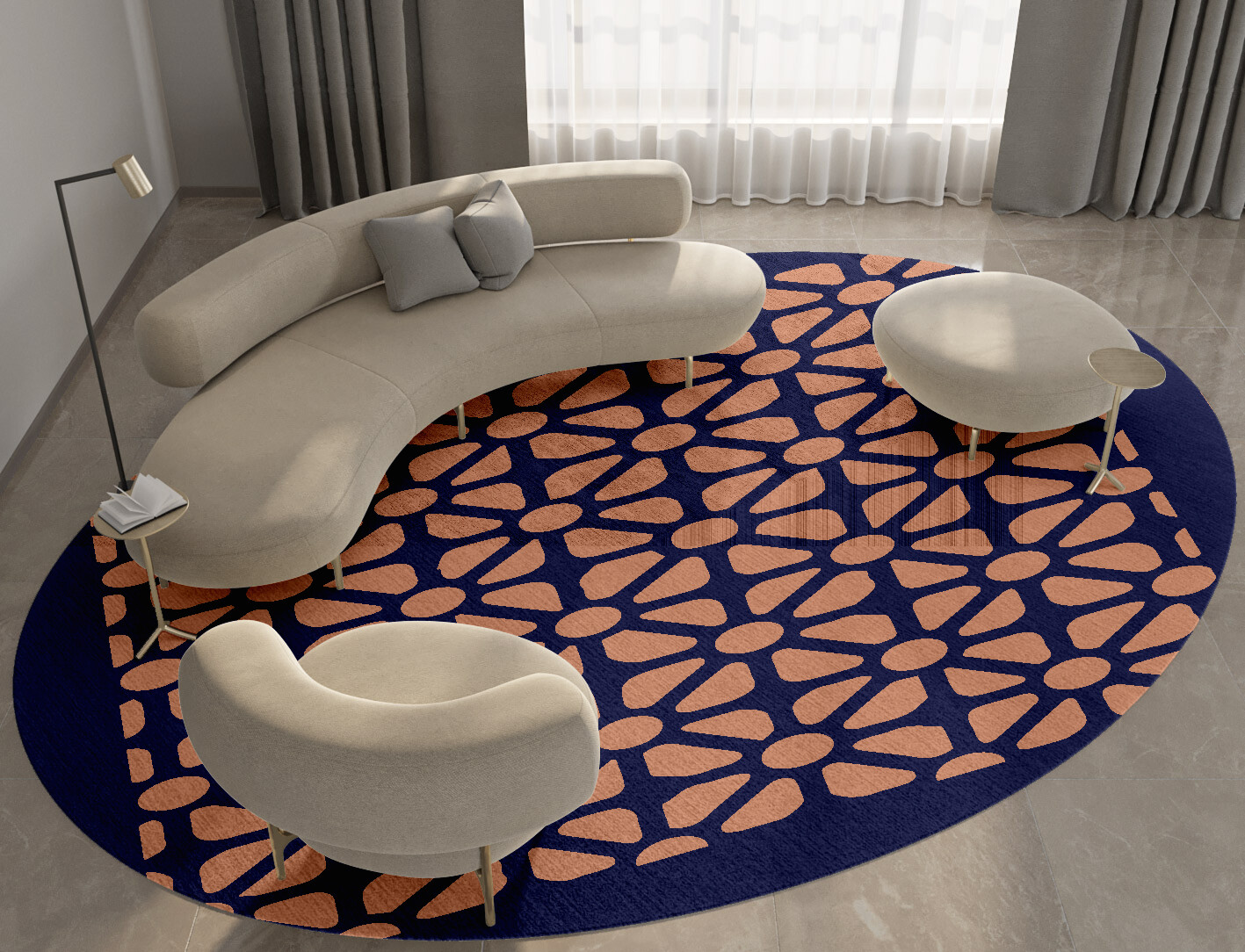 Floreale Geometric Oval Hand Knotted Bamboo Silk Custom Rug by Rug Artisan