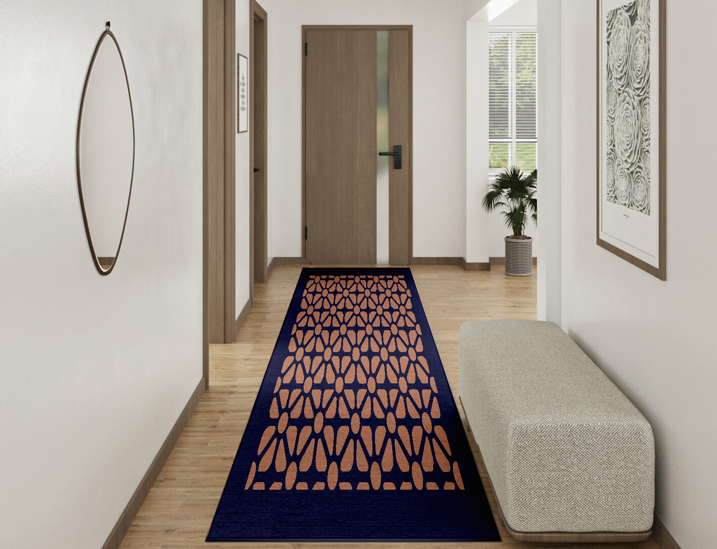 Floreale Geometric Runner Hand Knotted Tibetan Wool Custom Rug by Rug Artisan