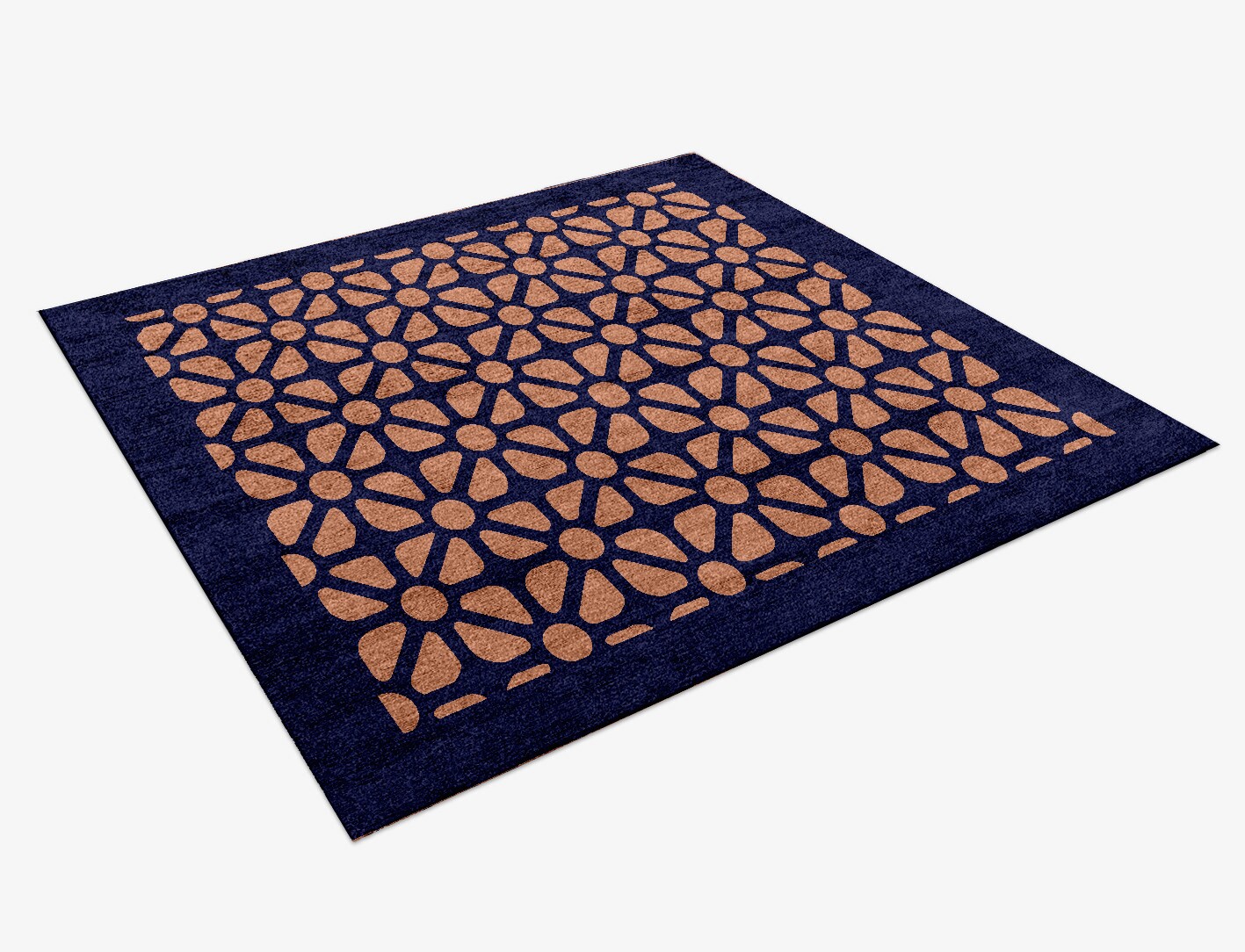 Floreale Geometric Square Hand Knotted Bamboo Silk Custom Rug by Rug Artisan