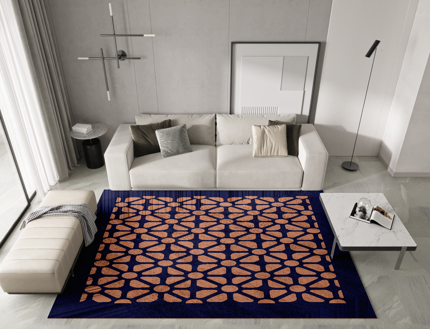 Floreale Geometric Rectangle Hand Tufted Bamboo Silk Custom Rug by Rug Artisan