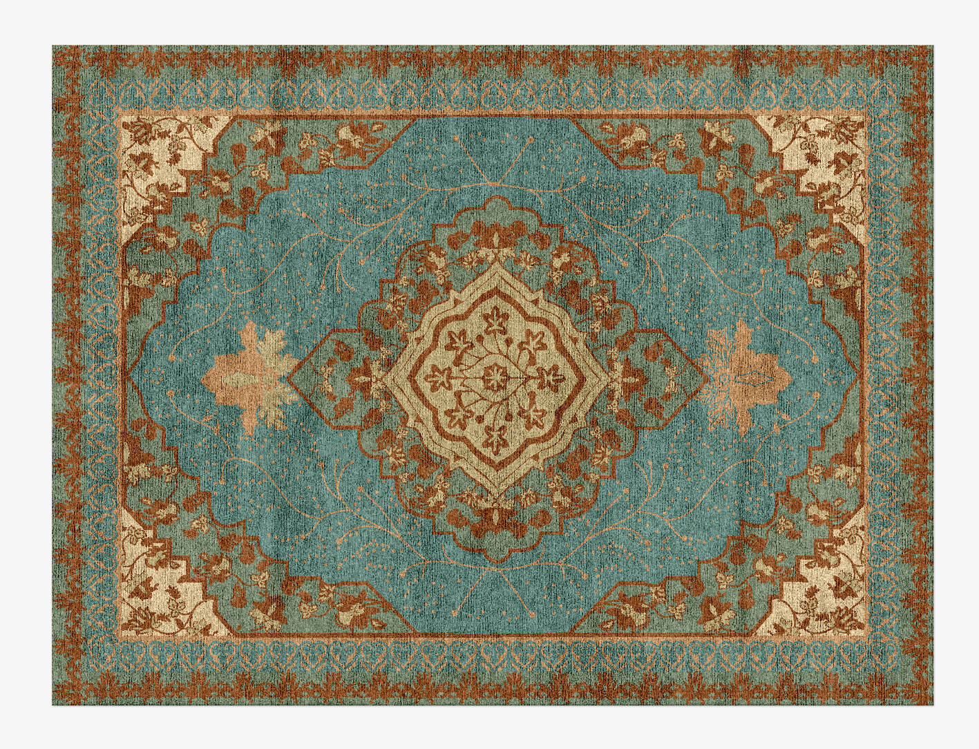 Floret Vintage Rectangle Hand Knotted Bamboo Silk Custom Rug by Rug Artisan