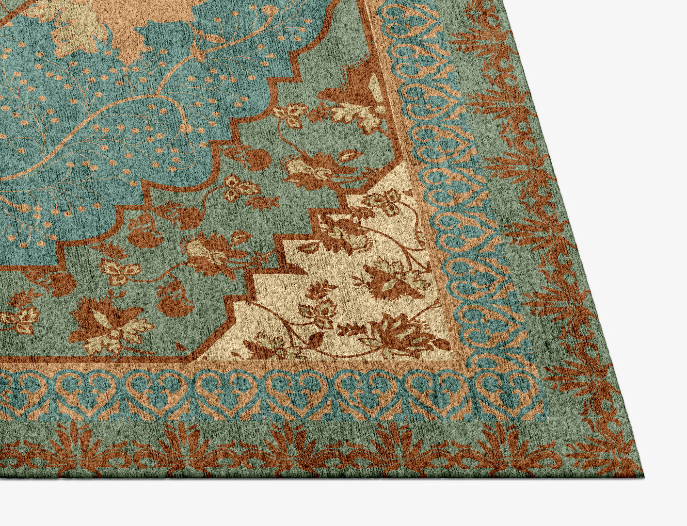 Floret Vintage Rectangle Hand Knotted Bamboo Silk Custom Rug by Rug Artisan